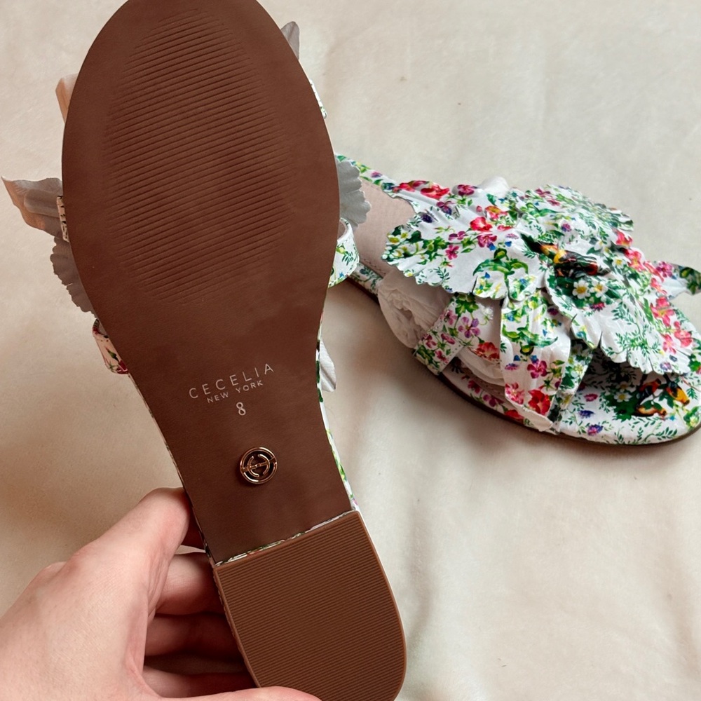 Hibiscus Leather Slide Sandals by Cecelia New York - Picture 5 of 6